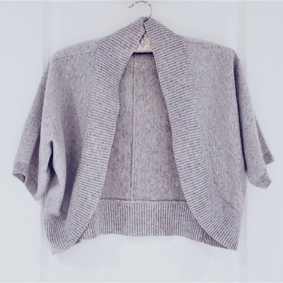 Vintage Y2K Banana Republic Italian Cashmere/Wool Open Cropped Curved Shrug - Picture 1 of 8